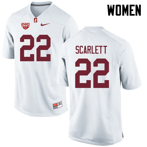 Women #22 Cameron Scarlett Stanford Cardinal College Football Jerseys Sale-White